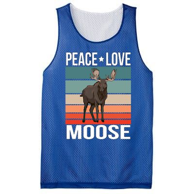 Peace Love Moose Quote Retro Elk Vintage Cute Gift Mesh Reversible Basketball Jersey Tank