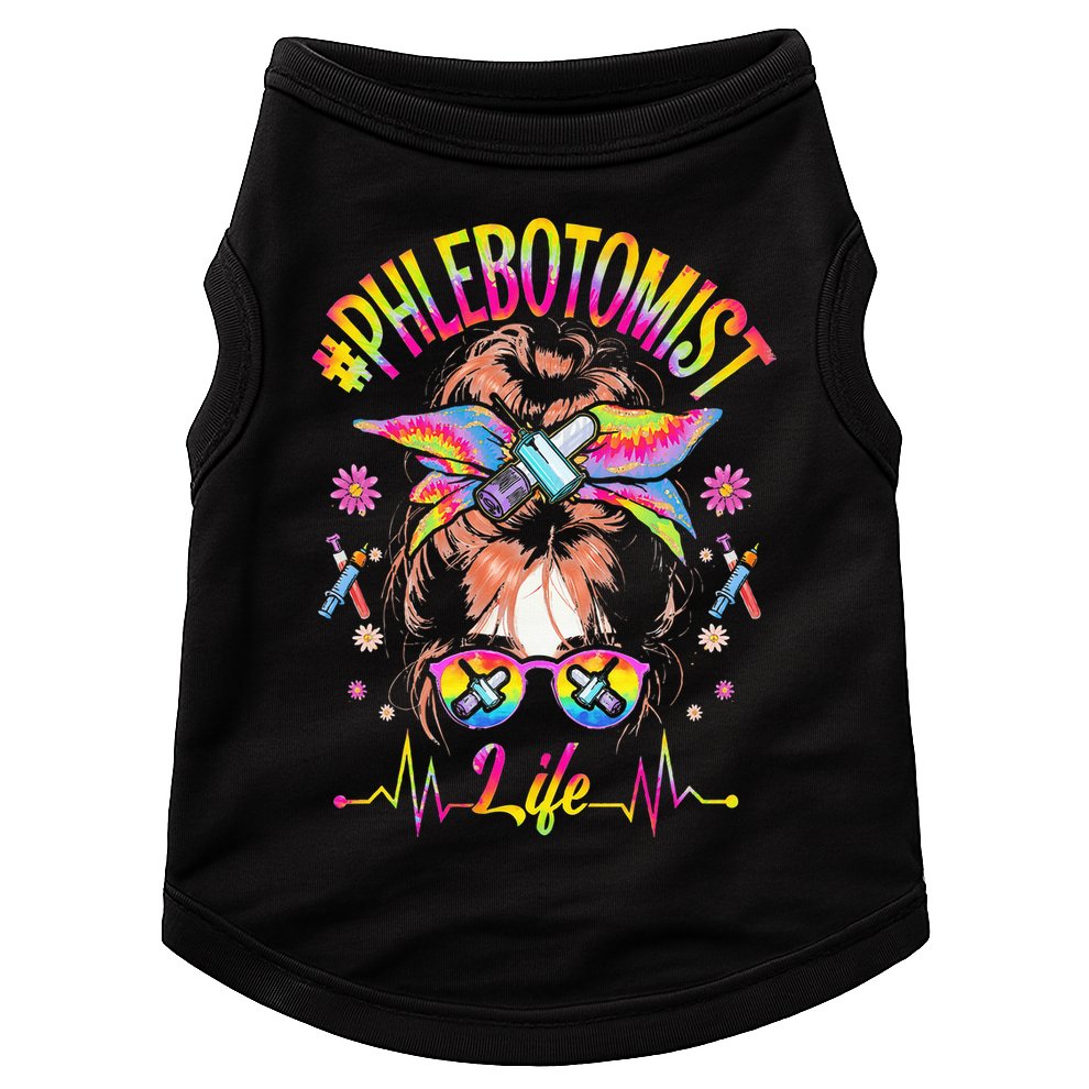 Phlebotomist Life Messy Bun Women Nurse Phlebotomy Doggie Tank