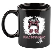 Phlebotomist Life Messy Bun Nurse Phlebotomy Gift 11oz C Handle Ceramic Mug