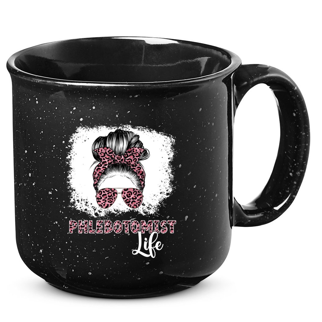 Phlebotomist Life Messy Bun Nurse Phlebotomy Gift 15oz Campfire Ceramic Mug