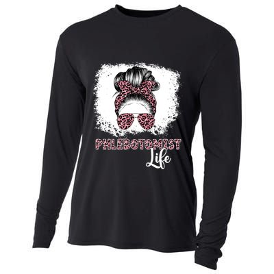 Phlebotomist Life Messy Bun Nurse Phlebotomy Gift Cooling Performance Long Sleeve Crew