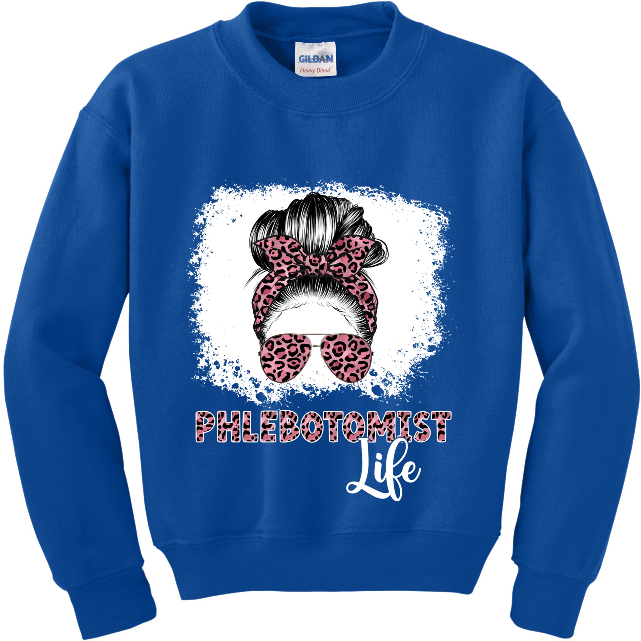 Phlebotomist Life Messy Bun Nurse Phlebotomy Gift Kids Sweatshirt