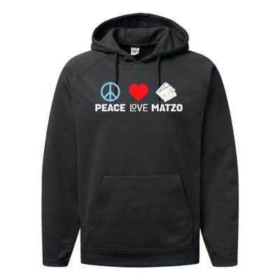 Peace Love Matzo Funny Passover Seder Jewish Food Performance Fleece Hoodie