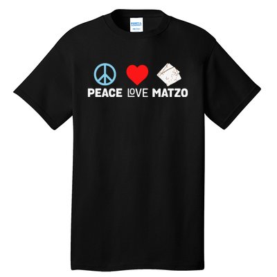 Peace Love Matzo Funny Passover Seder Jewish Food Tall T-Shirt