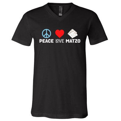 Peace Love Matzo Funny Passover Seder Jewish Food V-Neck T-Shirt