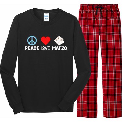 Peace Love Matzo Funny Passover Seder Jewish Food Long Sleeve Pajama Set