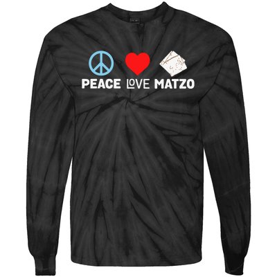 Peace Love Matzo Funny Passover Seder Jewish Food Tie-Dye Long Sleeve Shirt