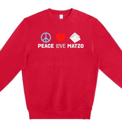 Peace Love Matzo Funny Passover Seder Jewish Food Premium Crewneck Sweatshirt