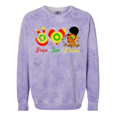 Peace Love Melanin Afro Black History Month Queen Juneteenth Gift Colorblast Crewneck Sweatshirt