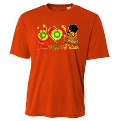 Peace Love Melanin Afro Black History Month Queen Juneteenth Gift Cooling Performance Crew T-Shirt