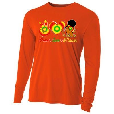 Peace Love Melanin Afro Black History Month Queen Juneteenth Gift Cooling Performance Long Sleeve Crew