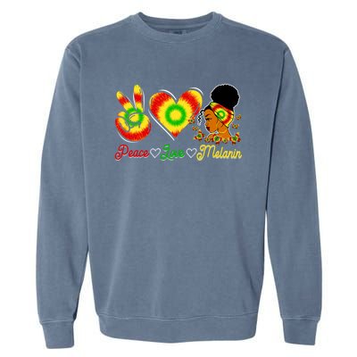 Peace Love Melanin Afro Black History Month Queen Juneteenth Gift Garment-Dyed Sweatshirt