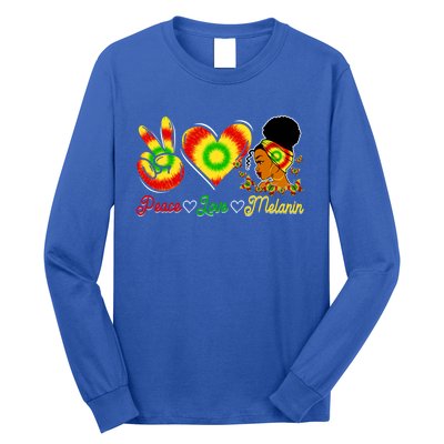 Peace Love Melanin Afro Black History Month Queen Juneteenth Gift Long Sleeve Shirt