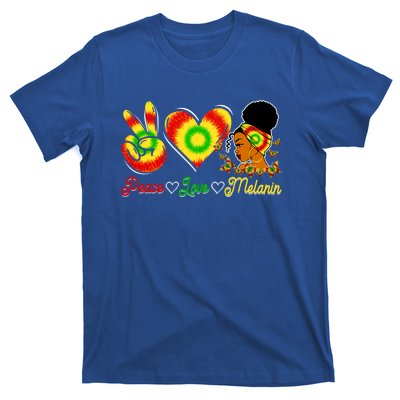 Peace Love Melanin Afro Black History Month Queen Juneteenth Gift T-Shirt