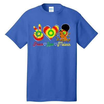 Peace Love Melanin Afro Black History Month Queen Juneteenth Gift Tall T-Shirt