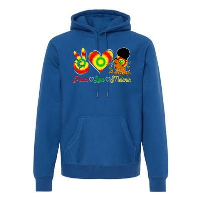 Peace Love Melanin Afro Black History Month Queen Juneteenth Gift Premium Hoodie