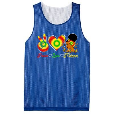 Peace Love Melanin Afro Black History Month Queen Juneteenth Gift Mesh Reversible Basketball Jersey Tank