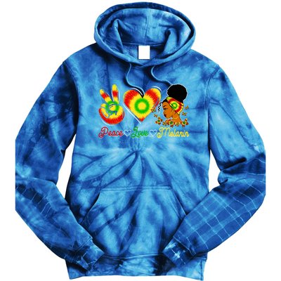 Peace Love Melanin Afro Black History Month Queen Juneteenth Gift Tie Dye Hoodie