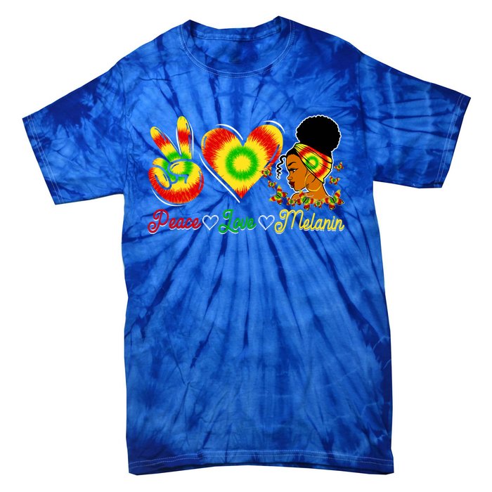 Peace Love Melanin Afro Black History Month Queen Juneteenth Gift Tie-Dye T-Shirt