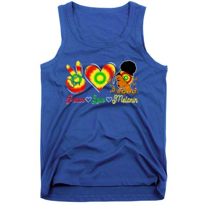 Peace Love Melanin Afro Black History Month Queen Juneteenth Gift Tank Top