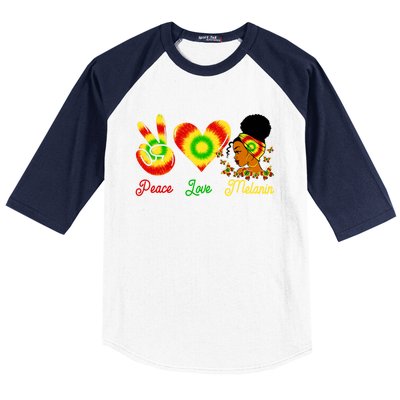 Peace Love Melanin Afro Black History Month Queen Juneteenth Gift Baseball Sleeve Shirt