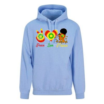 Peace Love Melanin Afro Black History Month Queen Juneteenth Gift Unisex Surf Hoodie