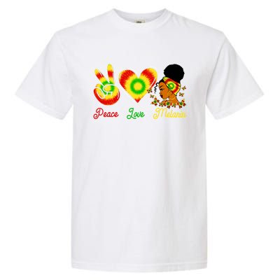 Peace Love Melanin Afro Black History Month Queen Juneteenth Gift Garment-Dyed Heavyweight T-Shirt