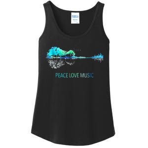 Peace Love Music Guitar Lake Shadow Hippie Ladies Essential Tank