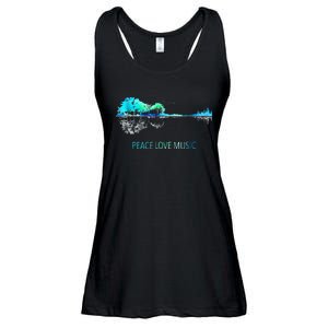 Peace Love Music Guitar Lake Shadow Hippie Ladies Essential Flowy Tank