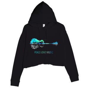 Peace Love Music Guitar Lake Shadow Hippie Crop Fleece Hoodie