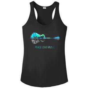 Peace Love Music Guitar Lake Shadow Hippie Ladies PosiCharge Competitor Racerback Tank