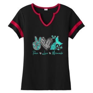 Peace Love Mermaids Mermaid Lover Funny Gift Funny Gift Ladies Halftime Notch Neck Tee