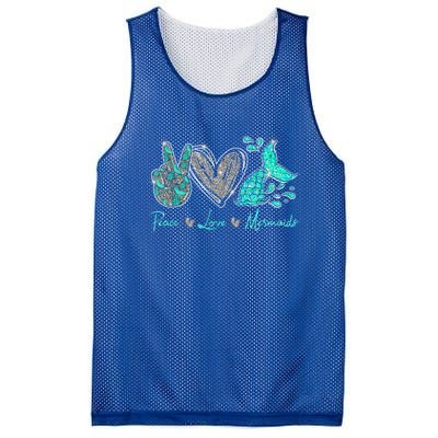 Peace Love Mermaids Mermaid Lover Funny Gift Funny Gift Mesh Reversible Basketball Jersey Tank