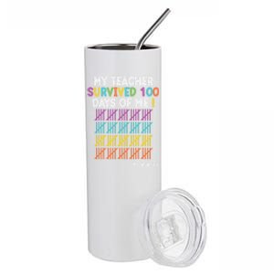 Para Life My Teacher Survived 100 Days Of Me Gift Stainless Steel Tumbler