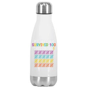 Para Life My Teacher Survived 100 Days Of Me Gift Stainless Steel Insulated Water Bottle