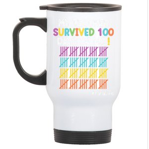 Para Life My Teacher Survived 100 Days Of Me Gift Stainless Steel Travel Mug