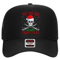 Pirate Lover Matching Santa Yo Ho Ho Pirate Merry Christmas High Crown Mesh Back Trucker Hat