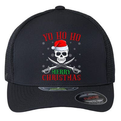 Pirate Lover Matching Santa Yo Ho Ho Pirate Merry Christmas Flexfit Unipanel Trucker Cap