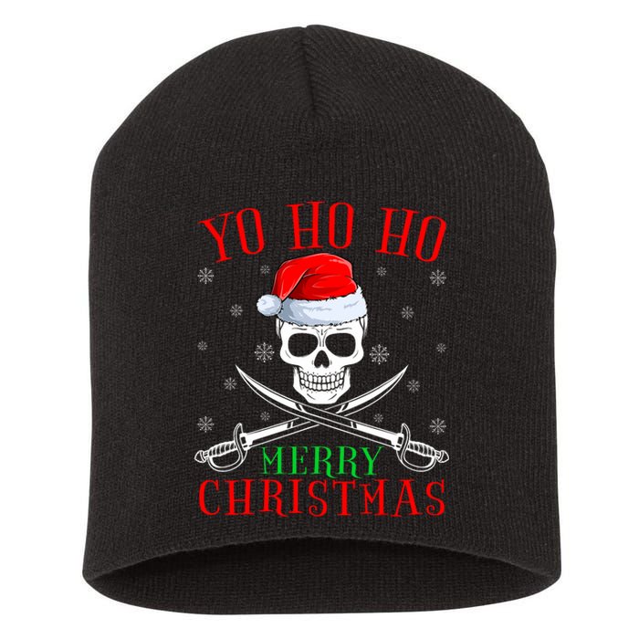 Pirate Lover Matching Santa Yo Ho Ho Pirate Merry Christmas Short Acrylic Beanie