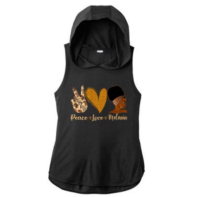 Peace Love Melanin Black Afro Juneteenth African Pride Funny Gift Ladies PosiCharge Tri-Blend Wicking Draft Hoodie Tank