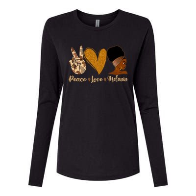 Peace Love Melanin Black Afro Juneteenth African Pride Funny Gift Womens Cotton Relaxed Long Sleeve T-Shirt