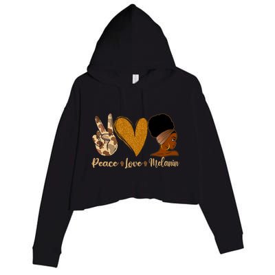 Peace Love Melanin Black Afro Juneteenth African Pride Funny Gift Crop Fleece Hoodie