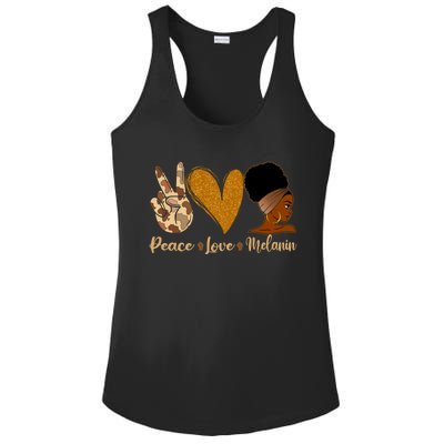 Peace Love Melanin Black Afro Juneteenth African Pride Funny Gift Ladies PosiCharge Competitor Racerback Tank