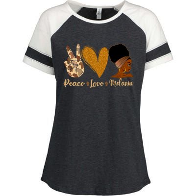 Peace Love Melanin Black Afro Juneteenth African Pride Funny Gift Enza Ladies Jersey Colorblock Tee