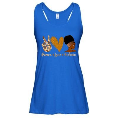 Peace Love Melanin Black Afro Juneteenth African Pride Funny Gift Ladies Essential Flowy Tank