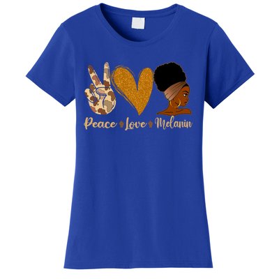 Peace Love Melanin Black Afro Juneteenth African Pride Funny Gift Women's T-Shirt