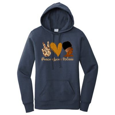 Peace Love Melanin Black Afro Juneteenth African Pride Funny Gift Women's Pullover Hoodie