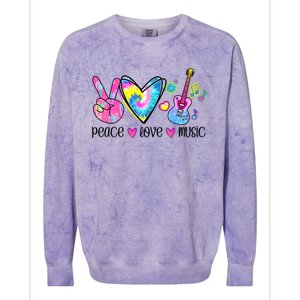 Peace Love Music Tie Dye Colorblast Crewneck Sweatshirt