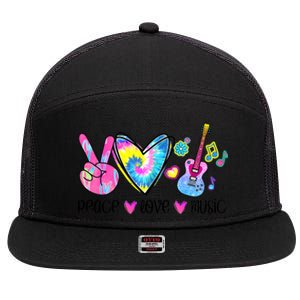 Peace Love Music Tie Dye 7 Panel Mesh Trucker Snapback Hat