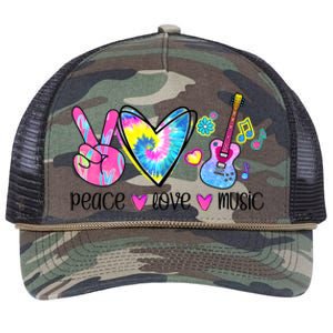 Peace Love Music Tie Dye Retro Rope Trucker Hat Cap